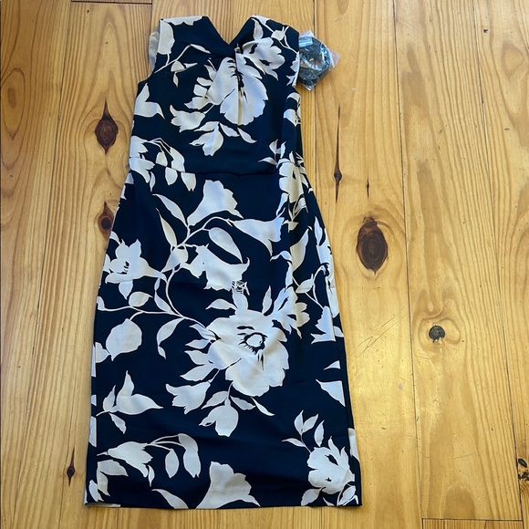 NWT Ann Taylor Black and Tan Floral Midi Dress - Picture 5 of 5